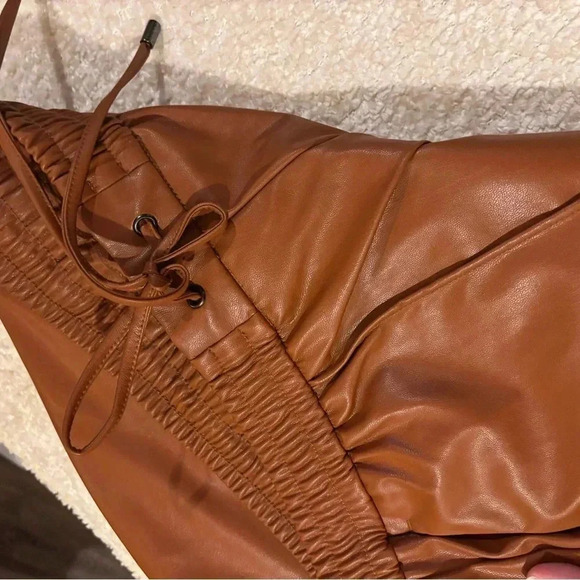 NWT Nine West Faux leather jogger trouser Sz S (2-4) Tan Maple Brown - Picture 9 of 9